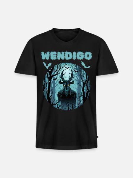 Wendigo Cryptid Halloween - Men's Premium Organic V-Neck T-Shirt - black