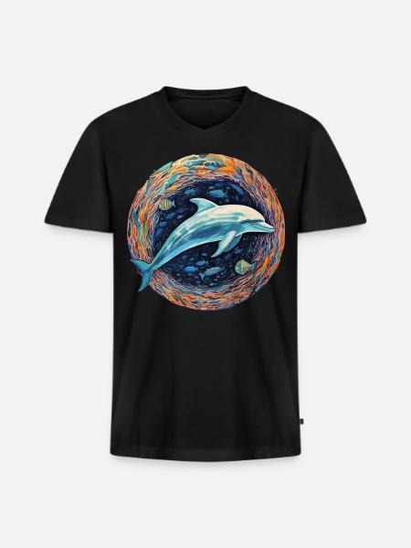 Dolphin Celestial - Luminous Depths - Men's Premium Organic V-Neck T-Shirt - black