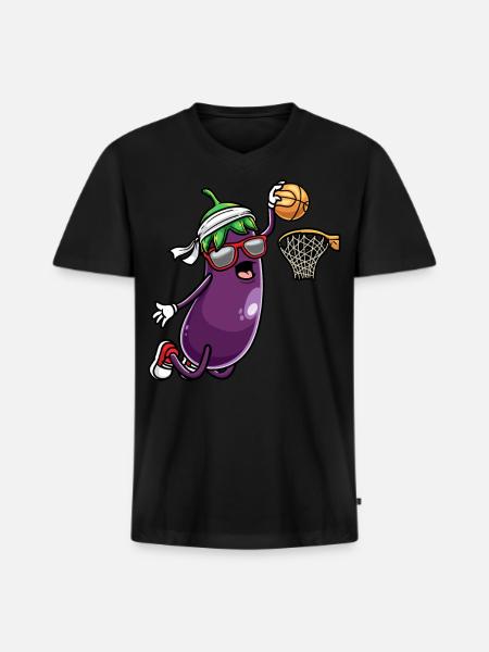 Eggplant Fruit Vegetable Vegetarian - Men's Premium Organic V-Neck T-Shirt - black
