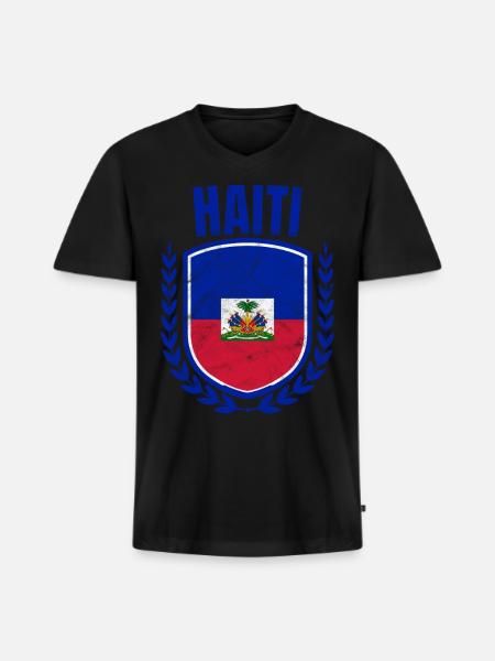 Haiti - Men's Premium Organic V-Neck T-Shirt - black