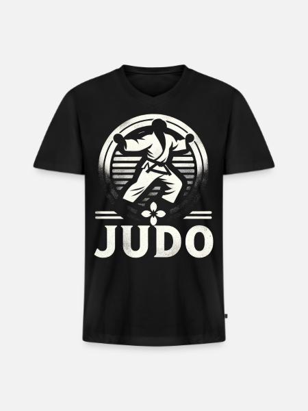 Judo Mastery Combat Emblem - Men's Premium Organic V-Neck T-Shirt - black