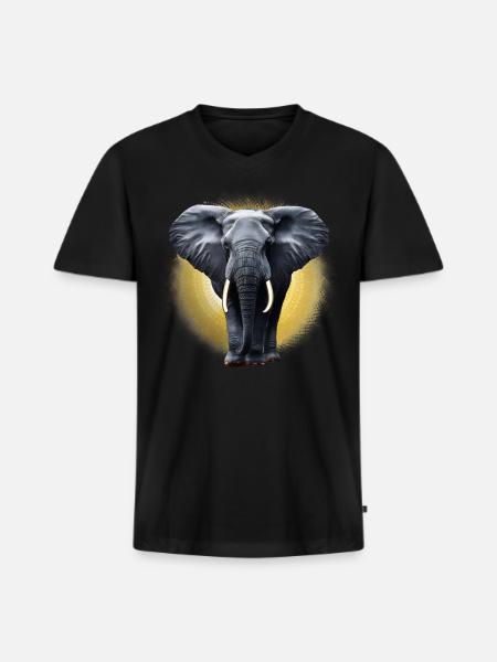 Golden Elephant - Men's Premium Organic V-Neck T-Shirt - black