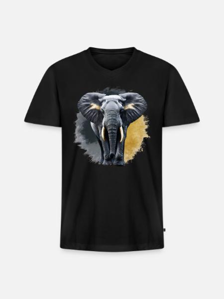 Golden Elephant - Men's Premium Organic V-Neck T-Shirt - black