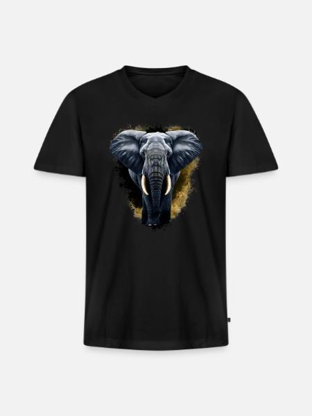 Golden Elephant - Men's Premium Organic V-Neck T-Shirt - black