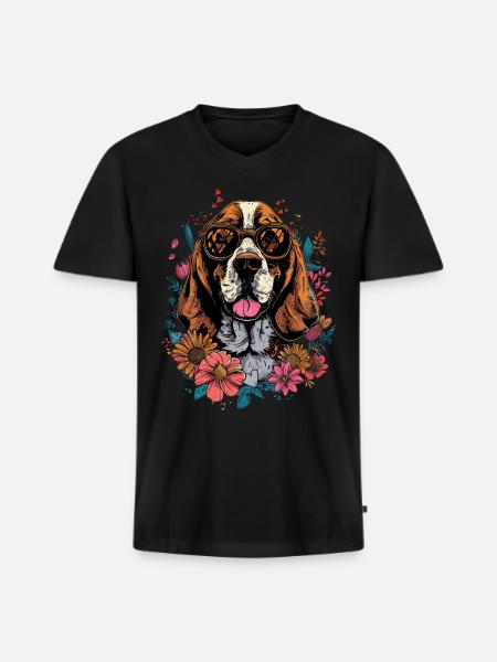 Basset Hound - Men's Premium Organic V-Neck T-Shirt - black