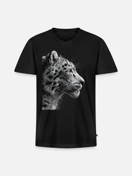Snow Leopard - Men's Premium Organic V-Neck T-Shirt - black