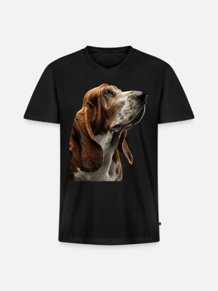 Basset Hound - Men's Premium Organic V-Neck T-Shirt - black