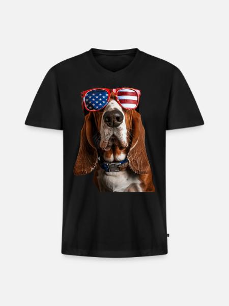 Basset Hound - Men's Premium Organic V-Neck T-Shirt - black