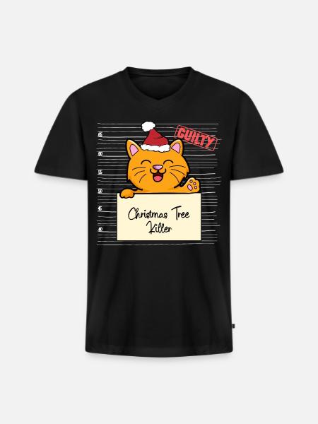 Cat christmas funny prison - Men's Premium Organic V-Neck T-Shirt - black