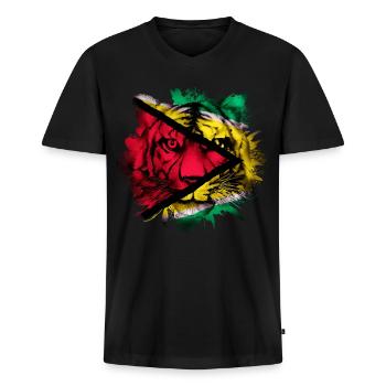 Guyana - Men's Premium Organic V-Neck T-Shirt - black - Front - AI Model Male 178 light (178cm)
