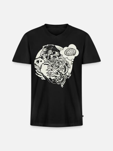 Funny Zombie Love - Men's Premium Organic V-Neck T-Shirt - black