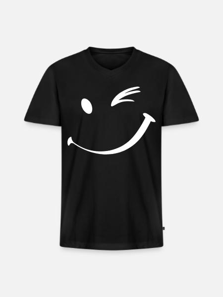 Winking face, Wink smile - Men's Premium Organic V-Neck T-Shirt - black
