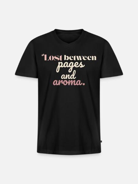 Lost Between Pages and Aroma” - Men's Premium Organic V-Neck T-Shirt - black