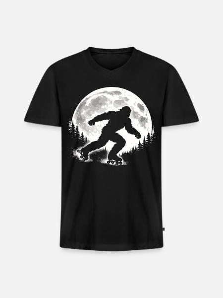Bigfoot Roller Skater - Men's Premium Organic V-Neck T-Shirt - black