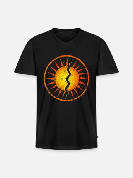 Cracked Sunburst Emblem - Men's Premium Organic V-Neck T-Shirt - black