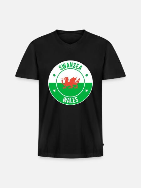 Dragon Crest Swansea Wales - Men's Premium Organic V-Neck T-Shirt - black