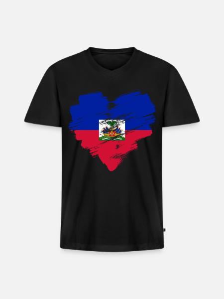 Haiti - Men's Premium Organic V-Neck T-Shirt - black