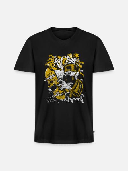 Spray Can Style Scene - Men's Premium Organic V-Neck T-Shirt - black