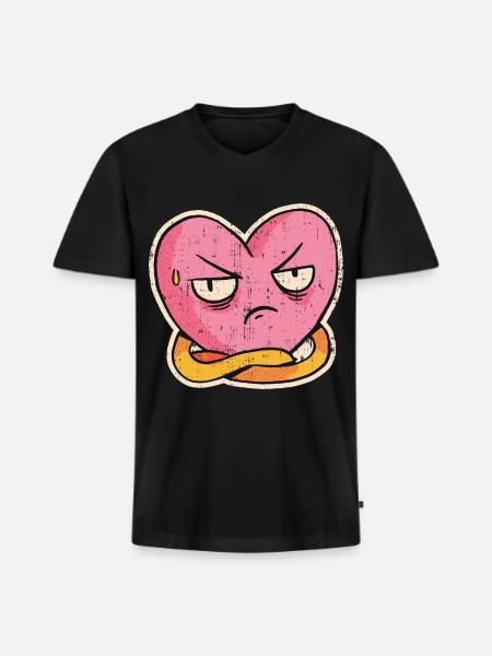 Disgusted Heart - Men's Premium Organic V-Neck T-Shirt - black