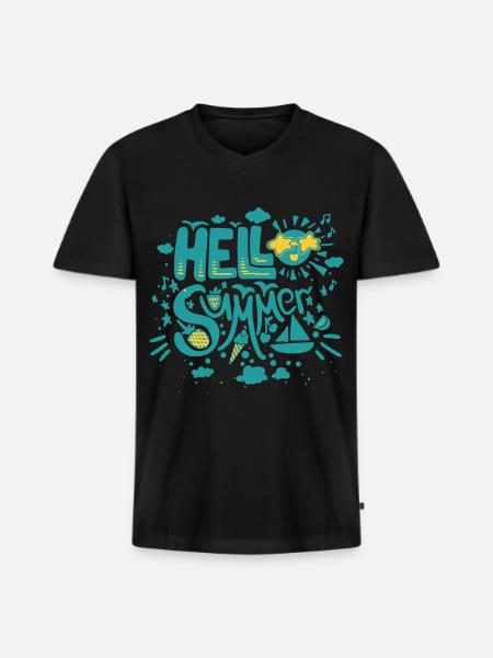 Hello Summer Relatives - Men's Premium Organic V-Neck T-Shirt - black