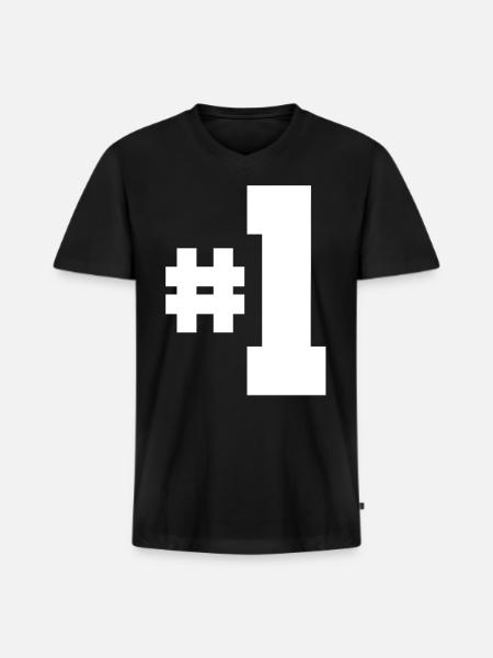 number 1 - Men's Premium Organic V-Neck T-Shirt - black