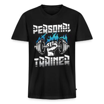 Personal Trainer - Men's Premium Organic V-Neck T-Shirt - black - Front - AI Model Male 178 light (178cm)