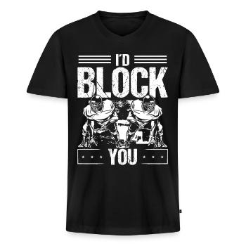 O-Line Lineman Pass Block Left Guard Right Tackle - Men's Premium Organic V-Neck T-Shirt - black - Front - AI Model Male 178 light (178cm)