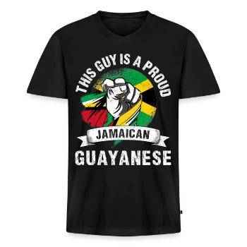 Jamaica Flag Guyana Grown Men Boys Guy Citizen - Men's Premium Organic V-Neck T-Shirt - black - Front - AI Model Male 178 light (178cm)
