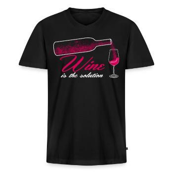 Wine Wine Drinker Party Red Wine - Men's Premium Organic V-Neck T-Shirt - black - Front - AI Model Male 178 light (178cm)