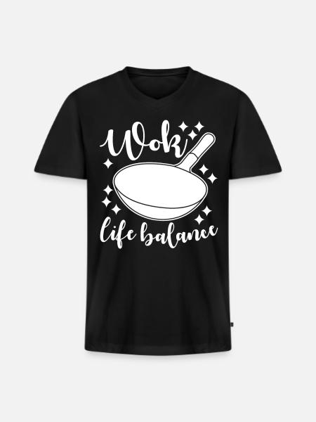 Wok Cooking Pan - Men's Premium Organic V-Neck T-Shirt - black