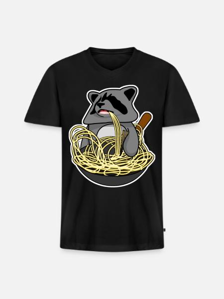 Wok Pan Raccoon - Men's Premium Organic V-Neck T-Shirt - black