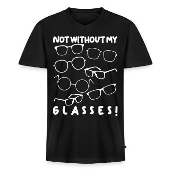 Glasses Eyeglasses Spectacles Opticals - Men's Premium Organic V-Neck T-Shirt - black - Front - AI Model Male 178 light (178cm)