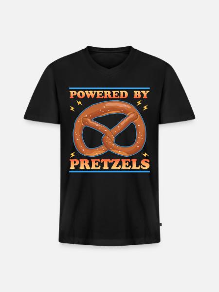 Pretzel Powered By Pretzels - Men's Premium Organic V-Neck T-Shirt - black