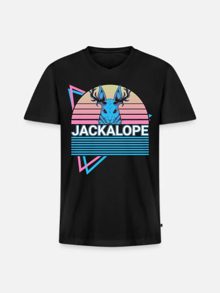 Jackalope Retro Cryptid Cryptozoology - Men's Premium Organic V-Neck T-Shirt - black
