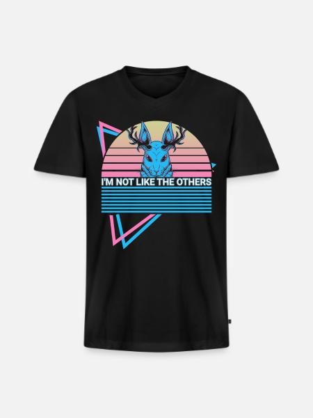 Jackalope Retro Cryptid - Men's Premium Organic V-Neck T-Shirt - black