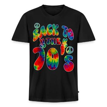 70's gift - 70's - Men's Premium Organic V-Neck T-Shirt - black - Front - AI Model Male 178 light (178cm)