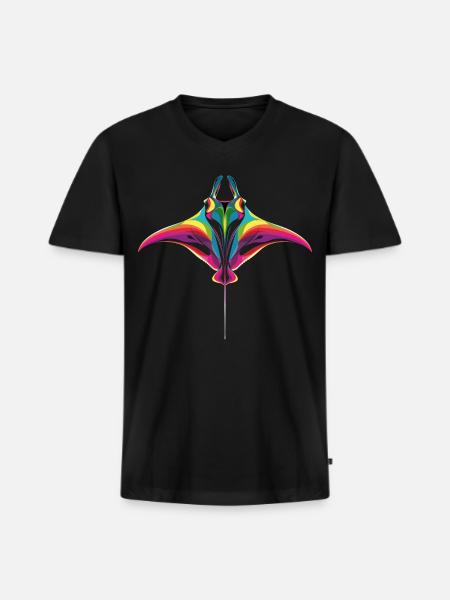 Manta Ray Stingray Popart - Men's Premium Organic V-Neck T-Shirt - black