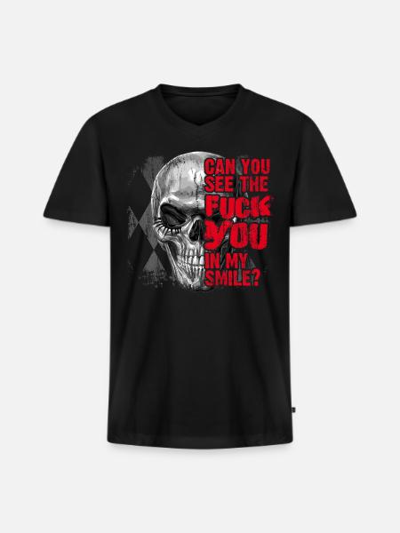 Fuck you statement - Men's Premium Organic V-Neck T-Shirt - black