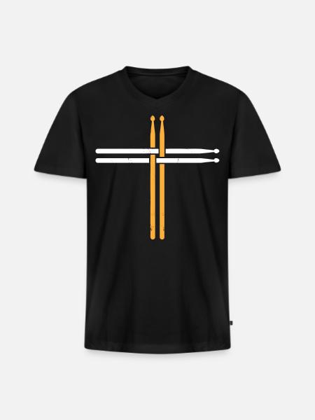Christian Drummer, Drumsticks - Men's Premium Organic V-Neck T-Shirt - black