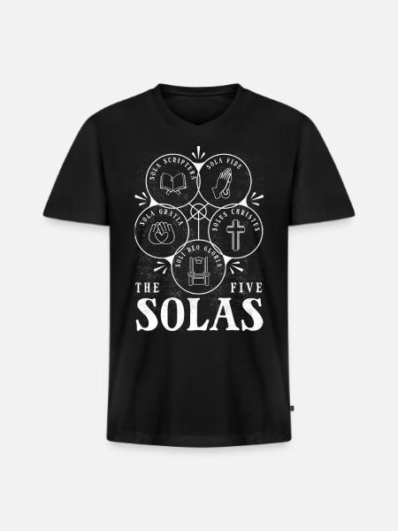 5 Solas, Protestant Christian Reformation - Men's Premium Organic V-Neck T-Shirt - black