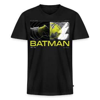 The Flash And Batman Future And Past - Men's Premium Organic V-Neck T-Shirt - black - Front - AI Model Male 178 light (178cm)