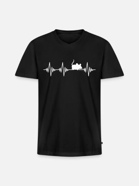 mouse heartbeat - Men's Premium Organic V-Neck T-Shirt - black