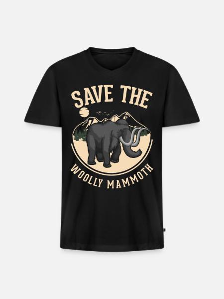 Funny Mammoth Prehistoric Animal - Men's Premium Organic V-Neck T-Shirt - black