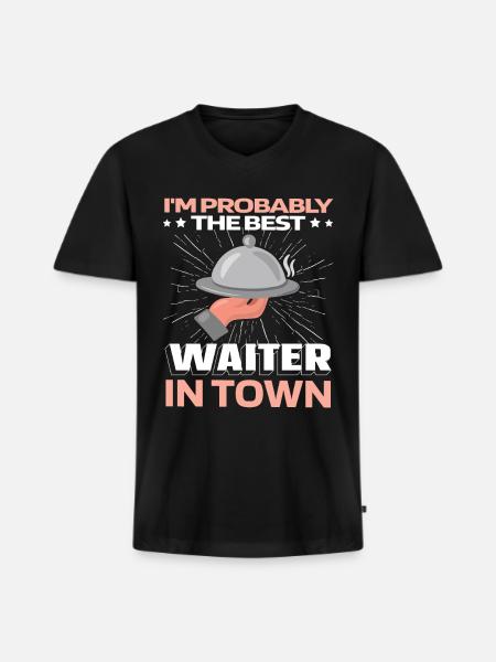 Waiter Waitress Funny - Men's Premium Organic V-Neck T-Shirt - black
