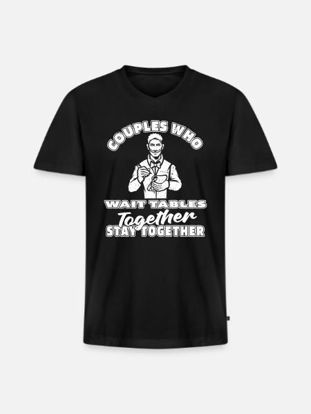 Waiter Waitress Couple - Men's Premium Organic V-Neck T-Shirt - black