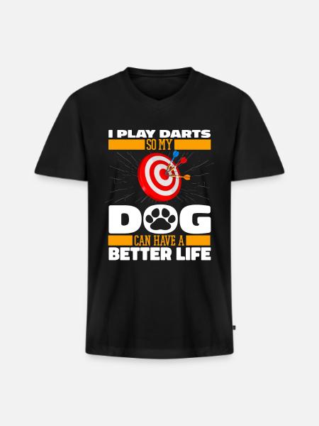 Darting Darts Dog - Men's Premium Organic V-Neck T-Shirt - black