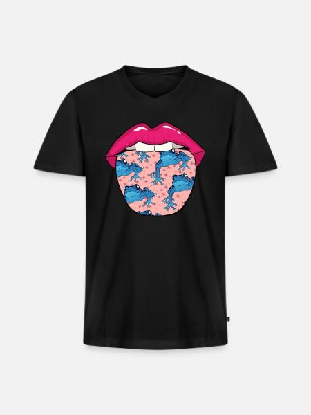 Poison Frog Lips - Men's Premium Organic V-Neck T-Shirt - black
