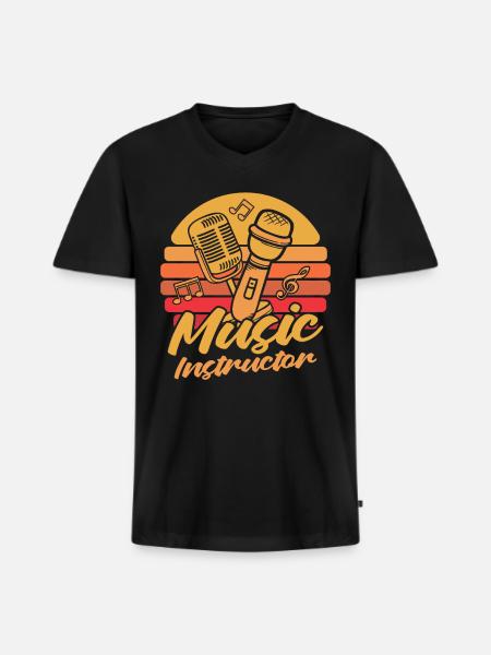 Music Teacher Microphone - Men's Premium Organic V-Neck T-Shirt - black