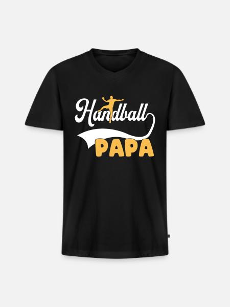 handball papa - Men's Premium Organic V-Neck T-Shirt - black