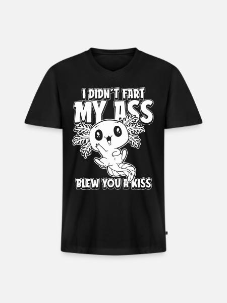 Axolotl Salamander Funny - Men's Premium Organic V-Neck T-Shirt - black